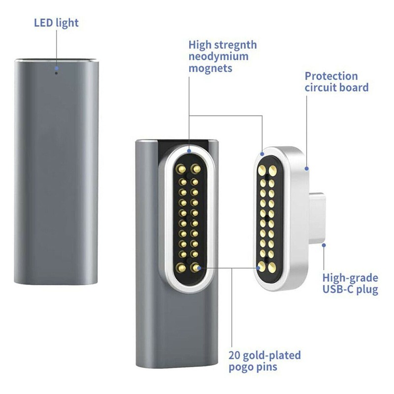 Magnetic USB C Adapter 20 Pin Magnet to USB Type C Unviersal Converter gallery