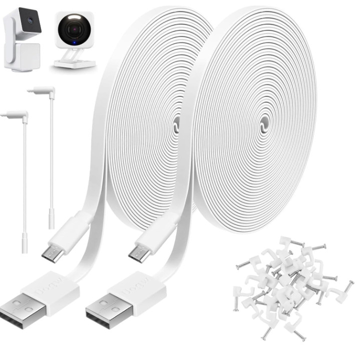 Cable de extensión USB a Micro USB de 25 pies, carga y datos, paquete de 2 pieza