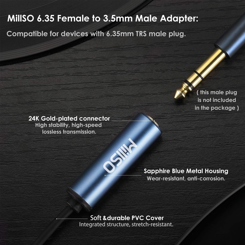 Plug and Play 1/4 to 3.5mm Audio Jack Adapter - Versatile Connection for All gallery