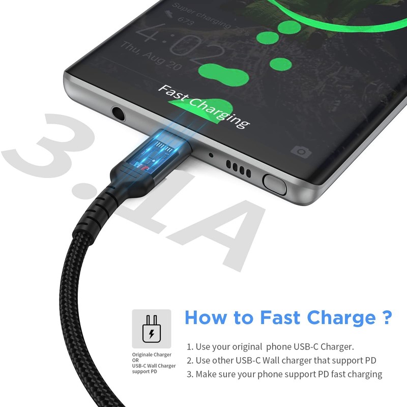 3 Pack 3ft USB C Charger Cord Braided USB A to Type C Fast Charging Lead gallery