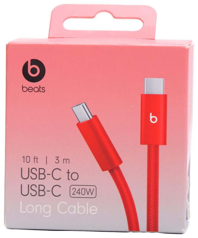 Beats – 10′ 240W USB-C to USB-C Braided Cable – Rapid Red