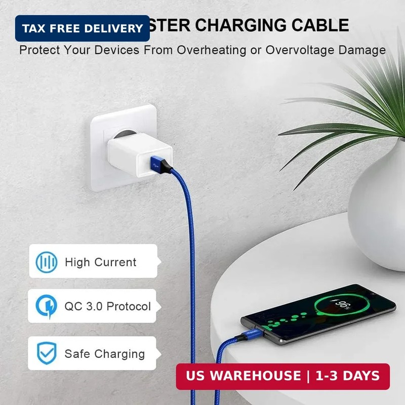etguuds USB to USB C Cable 2ft, 2-Pack USB A to Type C Charger Cord Fast Chargin gallery