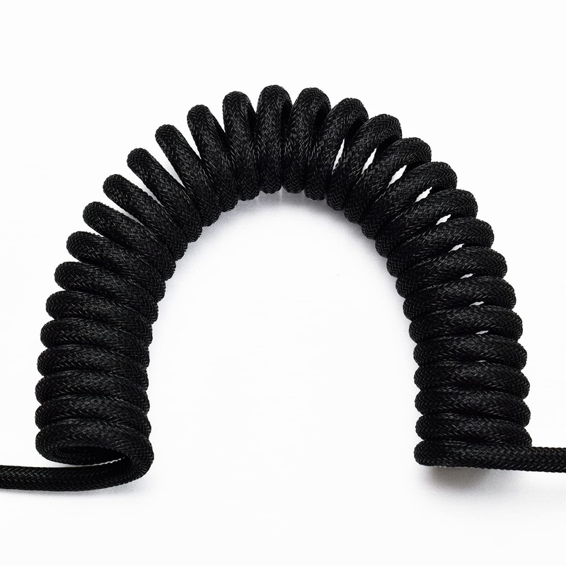 1.5M Coiled USB C To USB A Mechanical Keyboard Cable Metal Aviator Black gallery