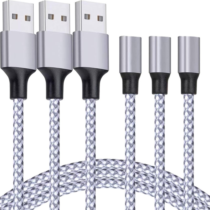 6FT USB A Charging Cable, Nylon Braided, 3 Pack