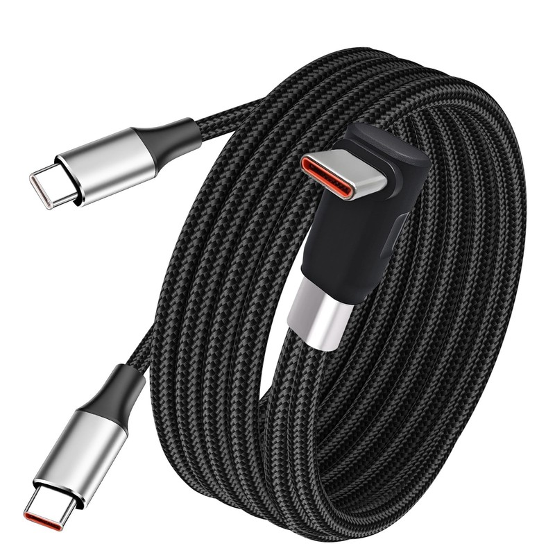 2 In 1 USB C Charging Cable 6A Splitter Connector Right Angle Nylon 3.9 Ft