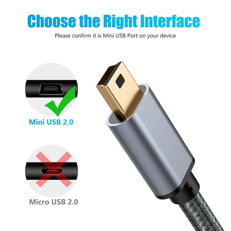 Mini USB Cable 25FT/8M Portable USB 2.0 A to Mini B High Speed Data Charging ... gallery