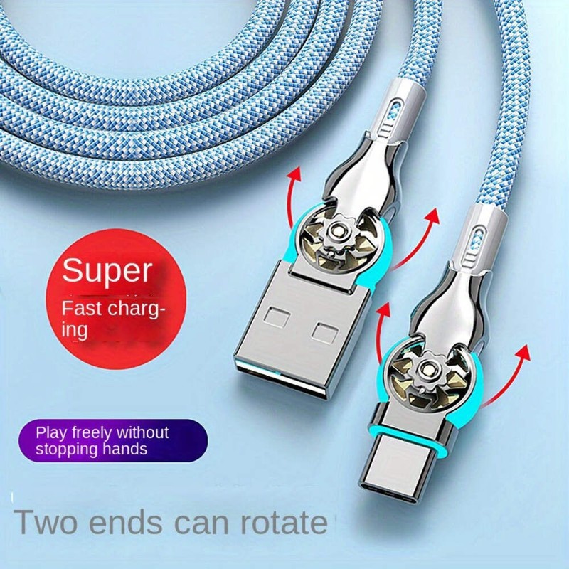 2-piece-universal-fast-charging-data-cable-type-c-with-light-double-elbow-rotati gallery