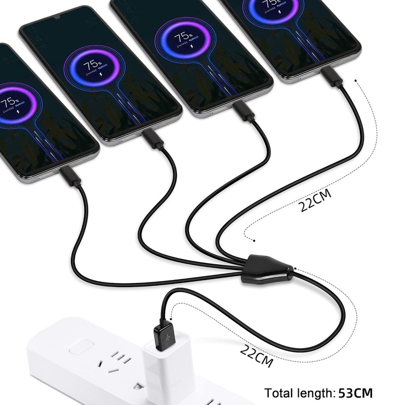 Short USB C Splitter Cable,4 in 1 USB 2.0 A Male to 4 USB C Male Charging Cor... gallery
