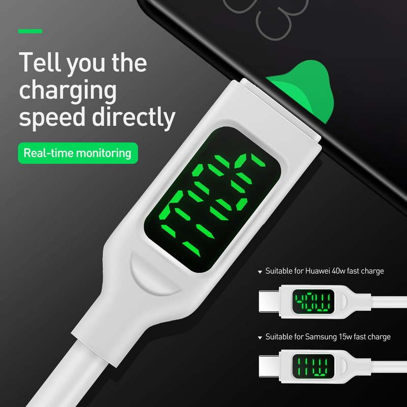 100W/5A USB-A to USB-C Charger Cord USB Type C Cable Fast Charging LCD Display gallery