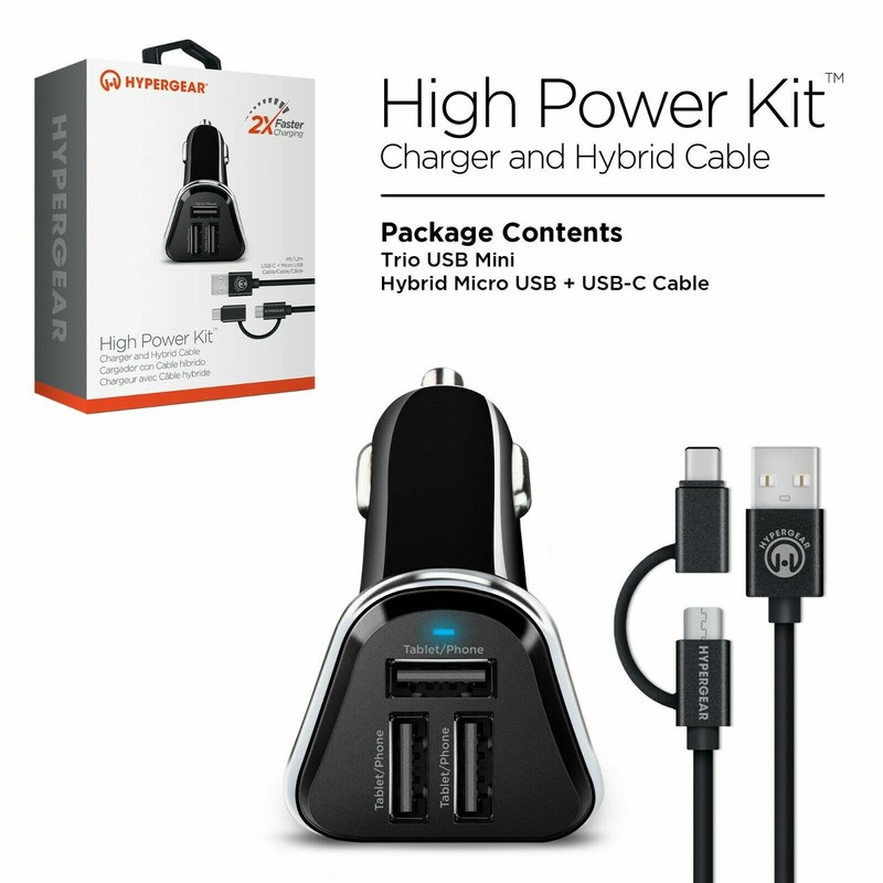 HyperGear High Power Kit -Charger & High-Power Kit (USB-C + Micro USB) 2x Faster