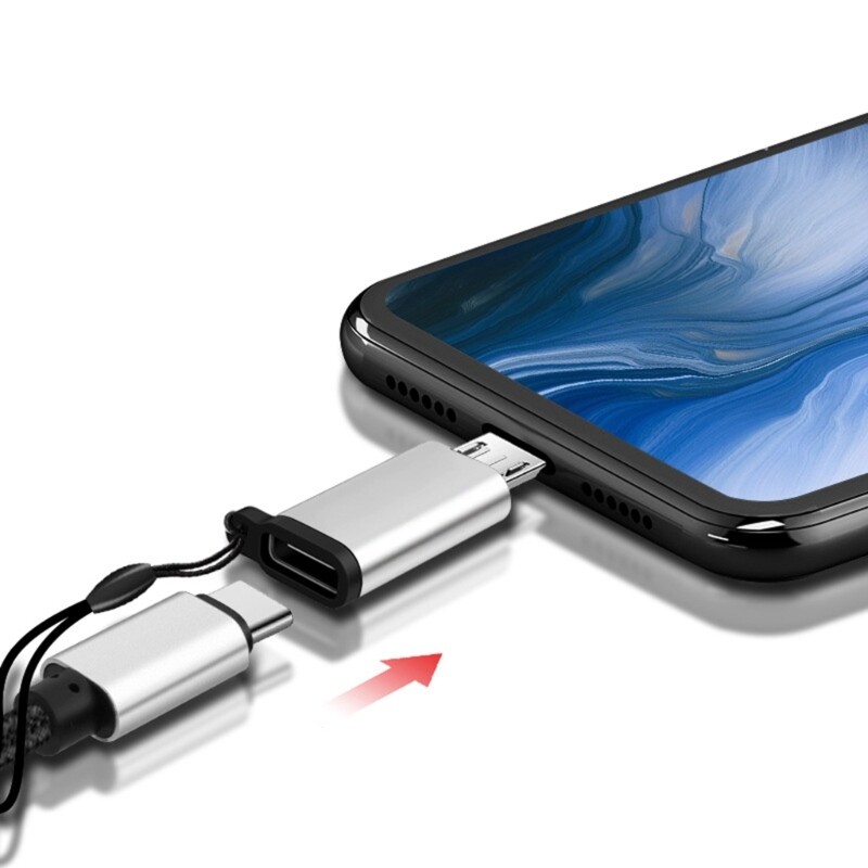 USB C to Micro USB Adapter Connector with Lanyard for Cellphone and Micro Device gallery