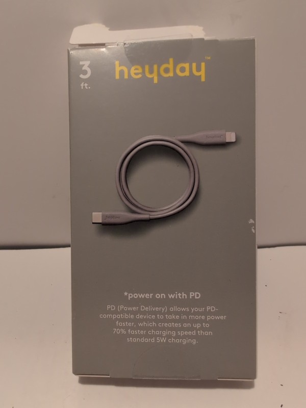 3 Ft heyday Lighting to USB-C Round Cable - Gray gallery