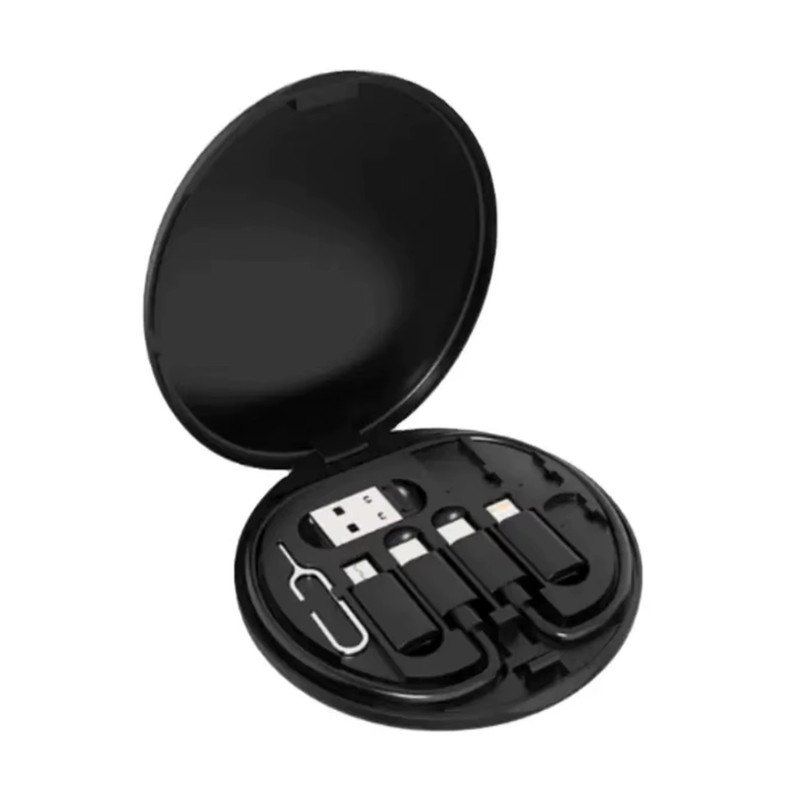 1pc Universal USB Adapter Kit With Multi Charging Cables Storage Case For Phones