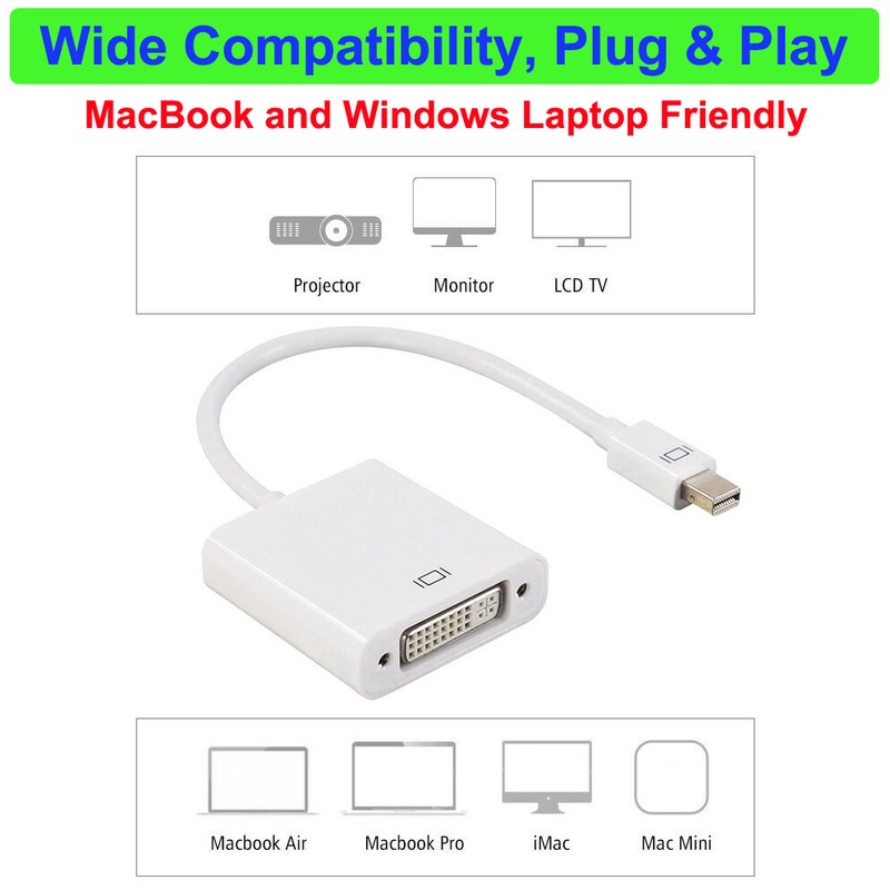 Macbook Pro Air Mini Displayport MiniDP to DVI TV Adapter Converter Cable Cord gallery