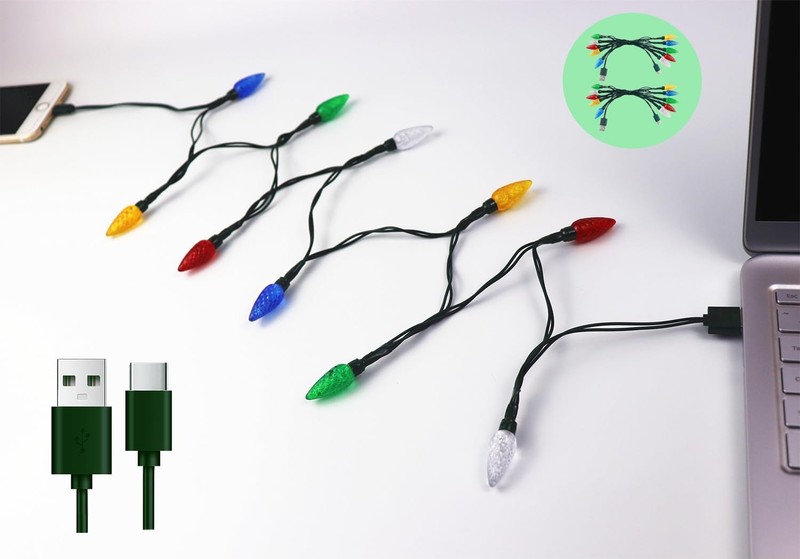 Cewuidy 2 Pack Christmas Light Phone 50 inches, Multicolor-USB -Type-C 2pcs
