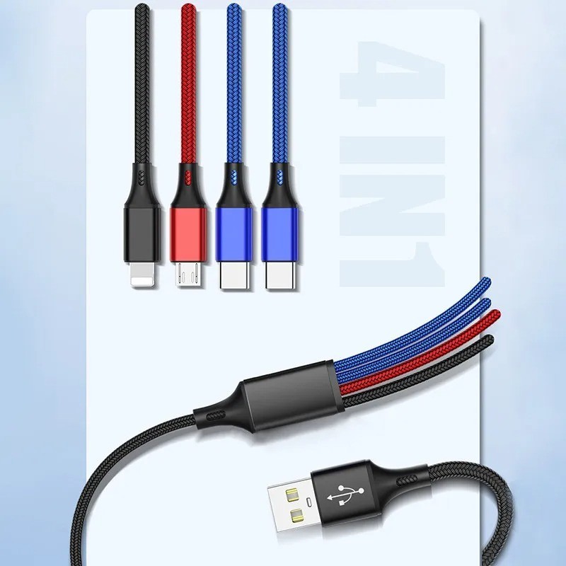 4 in 1 Multi USB Charging Cable Fast Charger Cord For iPhone Type C Micro gallery