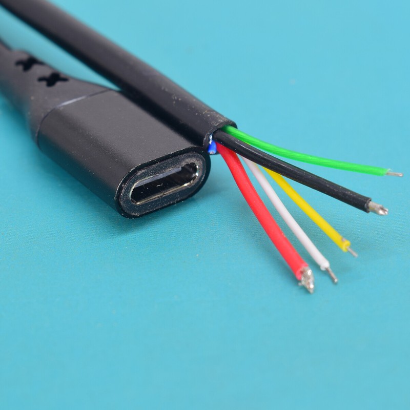 50pcs 1ft/30cm USB C Type-C Female Cable 5A 20AWG 5core Power Pigtail DATA Cable gallery