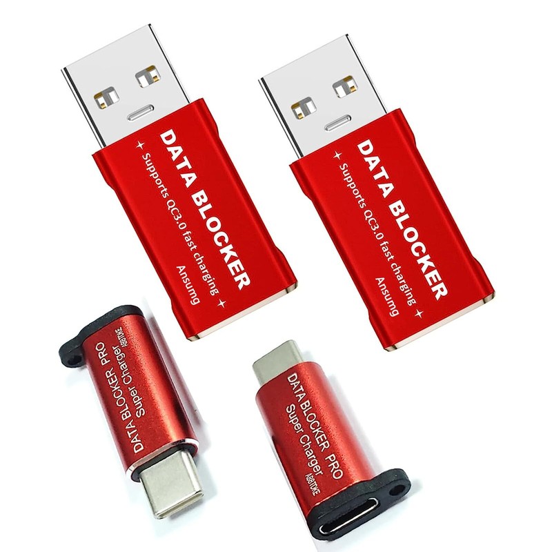 Data Blocker, USB A to C & USB C to C Data Blocker (4-Pack), Protect Against