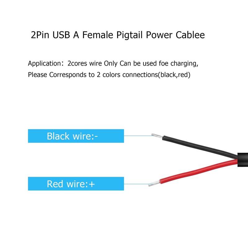 5 PCS USB A 2 Pin Bare Wire 22AWG 5V 3A 2.0 Female To Plug Extension Cable gallery