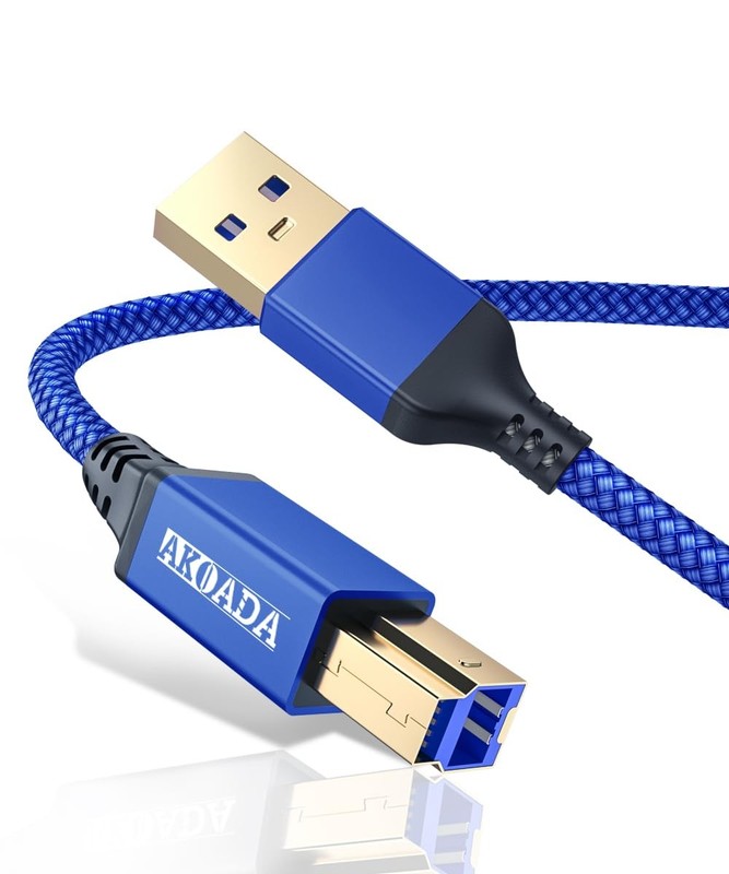 Usb A To Usb B 3.0 Cable 10ft Durable Nylon Braided Type A To B Male Cable Com