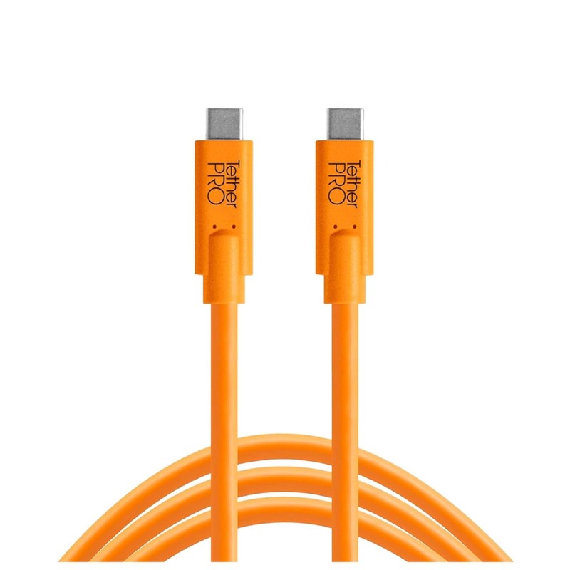 TetherPro USB-C to USB-C Cable, 15′, Orange