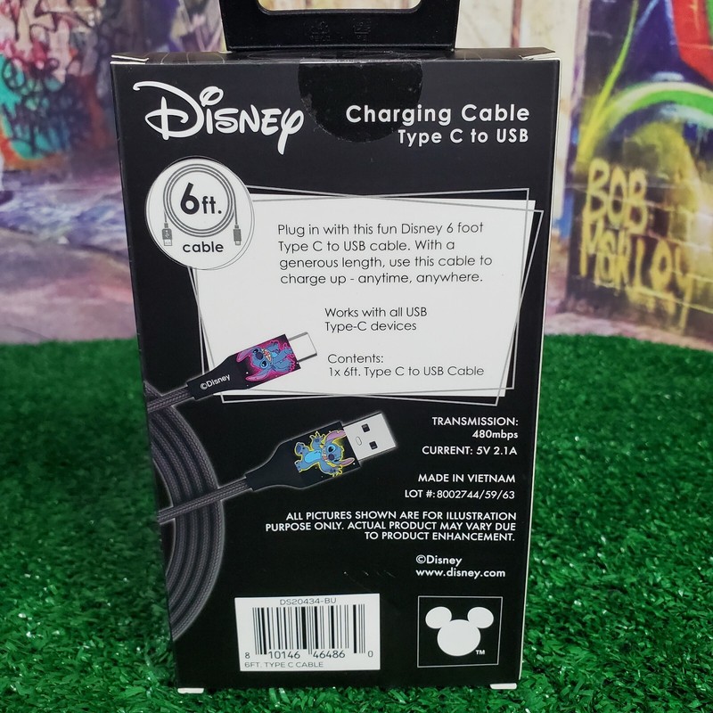 Disney STITCH Charging Cable Type C To USB 6 FT Cable New (D14) gallery