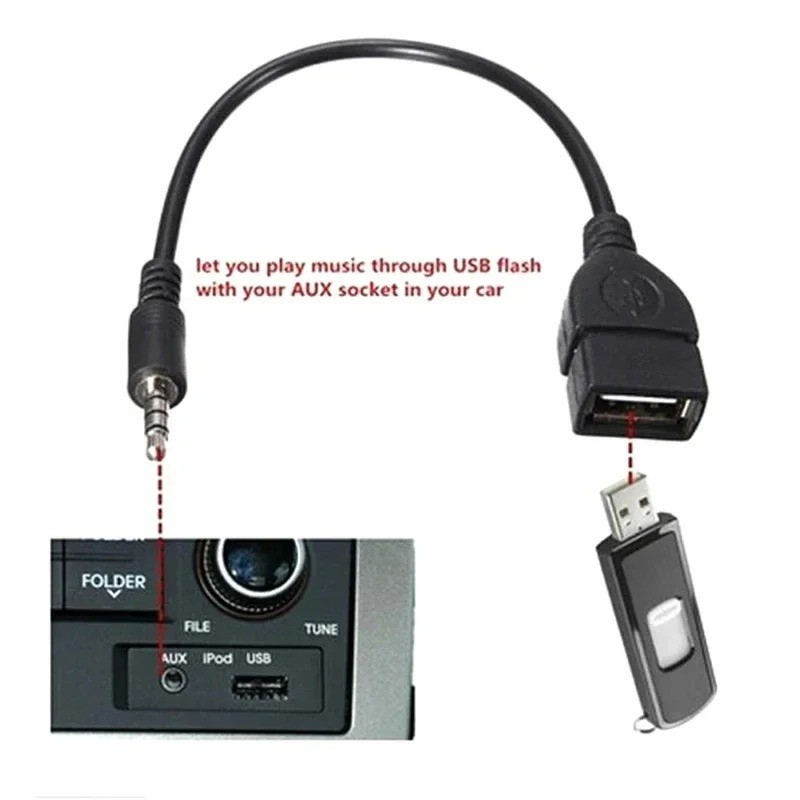 3.5mm AUX Male to USB 2.0 Female OTG Adapter Cable MP3 Music Flash Drive Audio gallery