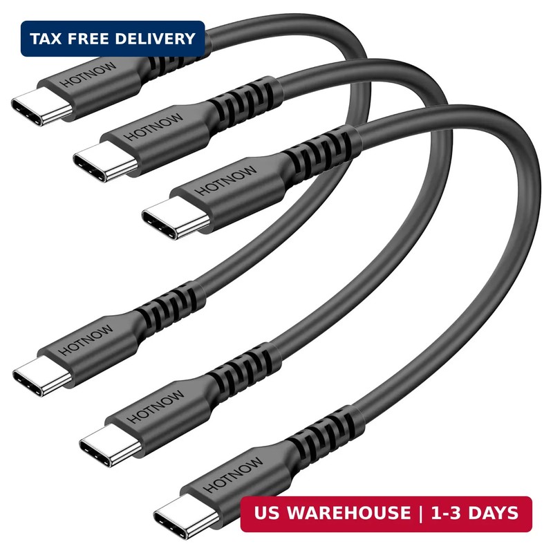 Short USB C to C Cable 0.5FT 3Pack, 6inch USB-C 60W Fast Charging Cords for iPho