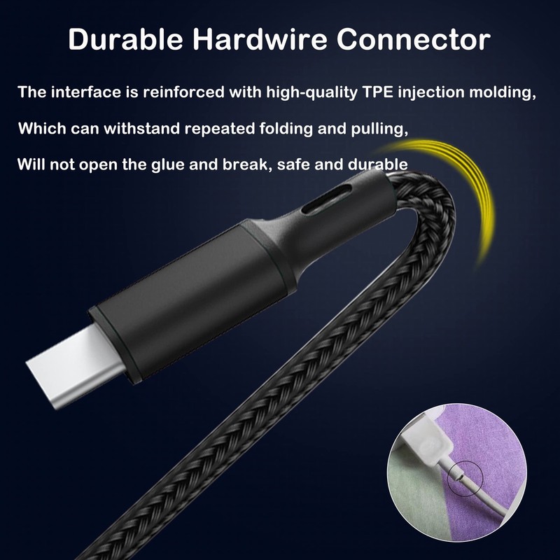 USB C Splitter Cable,USB C Male to 3 Type-C Male Charge Cable,3 in 1 Nylon Br... gallery