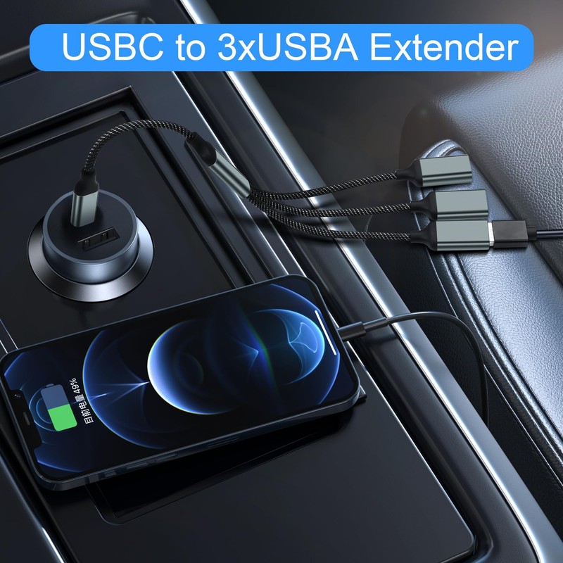 USB Splitter Cable 2.0 Male 3 Port Female Multi Extender Data Power USB C gallery