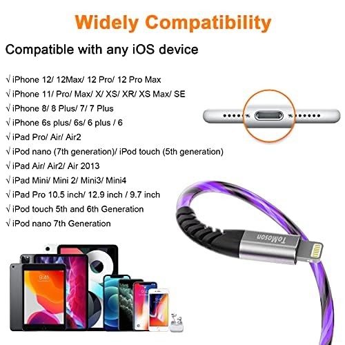 LED iPhone Charger Cord Light Up Lightning Cable | MFi Certified Apple Charge... gallery