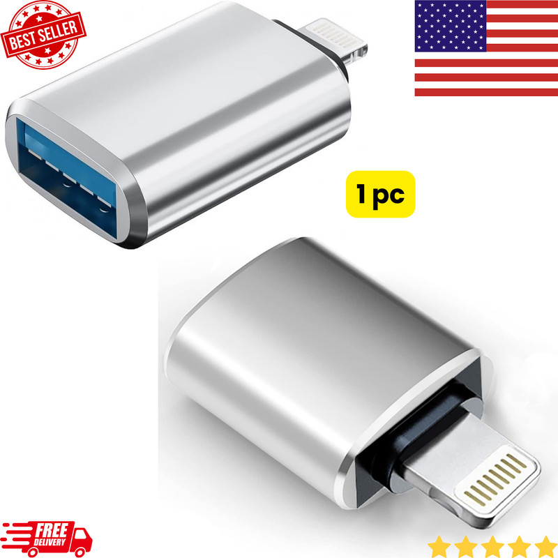 USB 3.0 OTG Camera Adapter for iPhone iPad 8-Pin Data Sync Plug & Play
