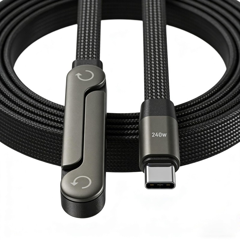 240W Invisible Stand Fast Charging Cable, 240W USB to USB Flat Cable 90 Degre…