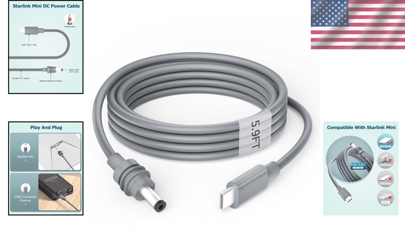 Durable 1.8M USB Type C to DC Power Cable for Starlink Mini - 18AWG Design gallery