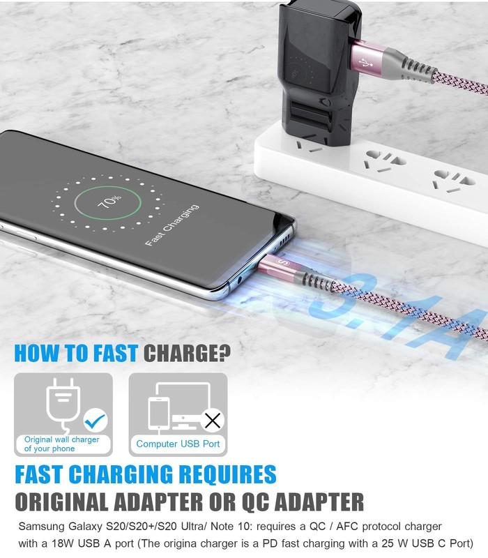 USB Type C Cable 3.1A Fast Charging [2Pack,3.3ft+3.3ft], USB-A to USB-C Charg... gallery