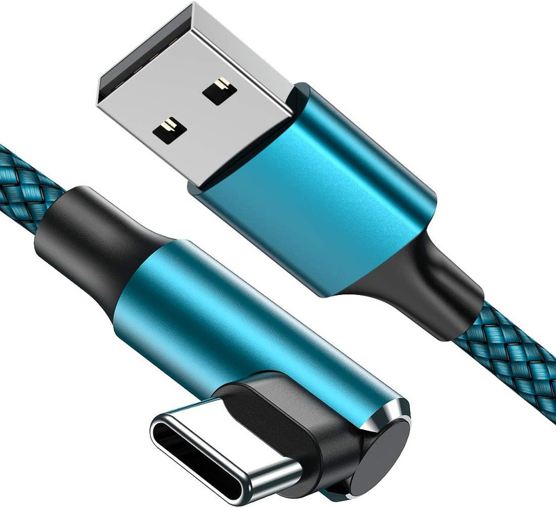 Type C Cable 90 Degrees Right Angle [3-Pack 10Ft] Nylon Braided USB