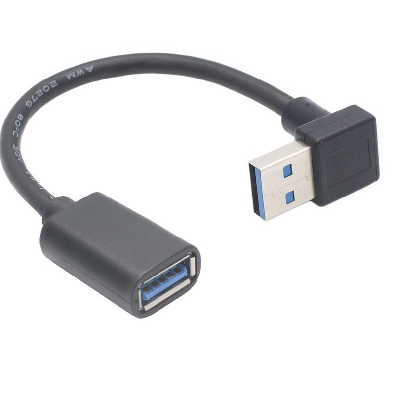 0.5 FT 90 Degree USB 3.0 Extension Cable Right Angle Male To Female Up