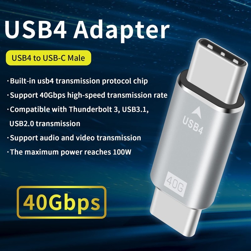 USB 4 3.1 40Gpbs Type C Male to C Male Adapter Data Charging for Thunderbolt 3/4 gallery
