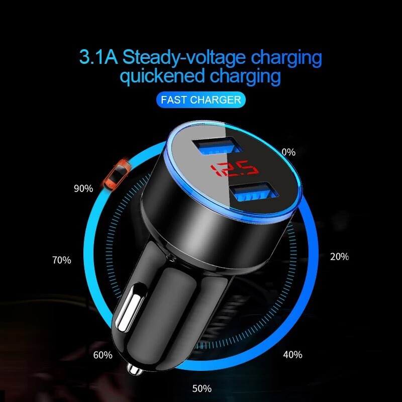 3Pack Dual USB Car Quick Charger Cigarette Lighter Adapter LED Volt-display gallery