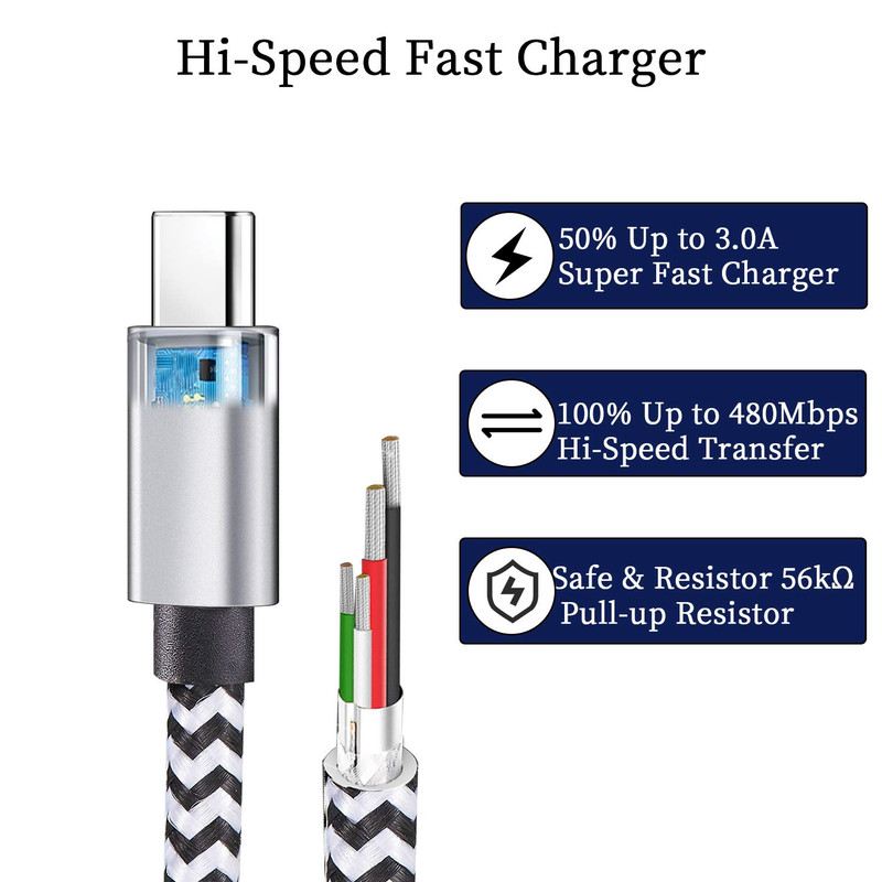 USB Type C Cable, 5 Pack (6FT) Nylon Braided USB C Cables 3A Fast Charging Charg gallery