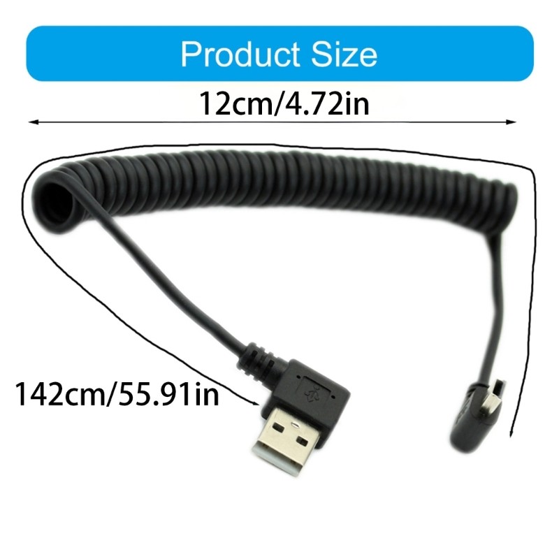 Spring Coiled USB 2.0 Male to Mini USB 5 Pin Data Sync Charger Cable gallery