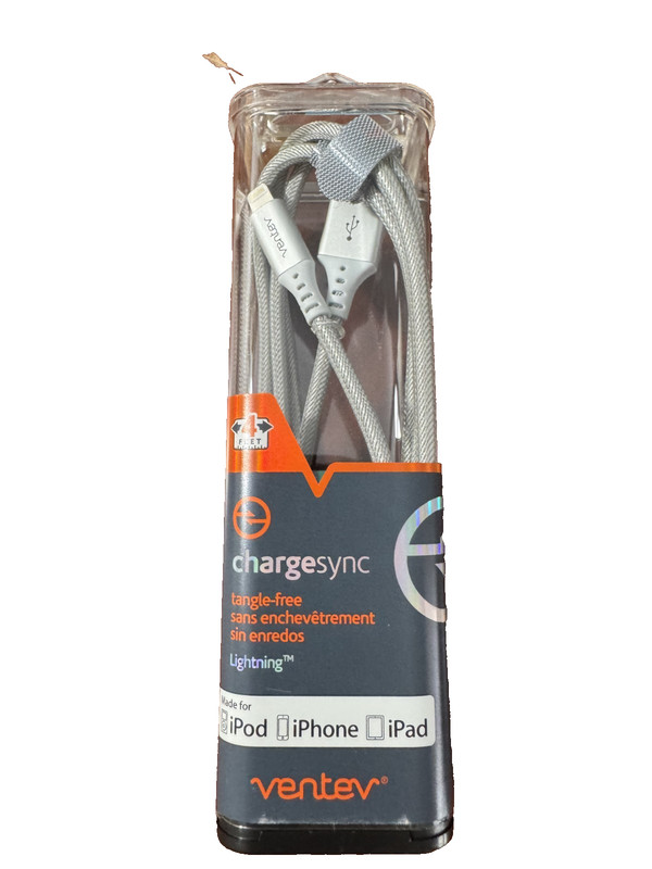 Ventev ChargeSync Lightening Braided Cable Tangle-Free – 4′ – Gray