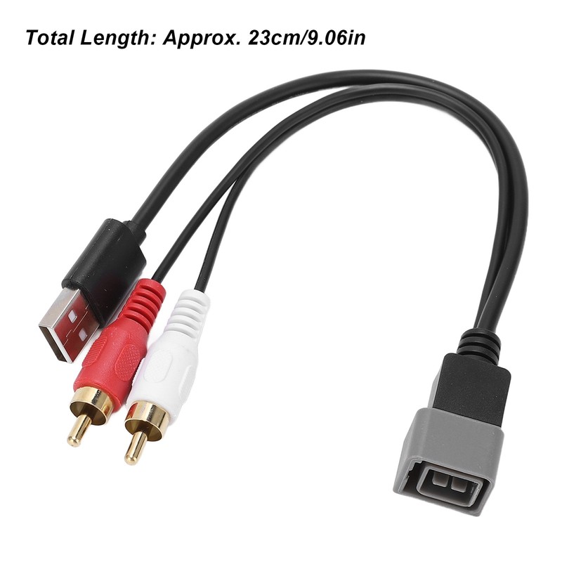 USB Adapter Cable 23cm/9.06in Audio Adapter Cord For Car Radio Replacement FXOC
