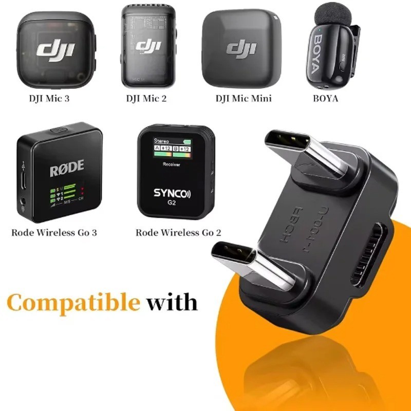 Type C OTG Adapter USB C Female to 2 Male U Shaped Adapter for Live Streaming gallery