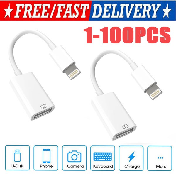 To Camera USB Female OTG Connector Adapter Cable For Apple iPhone iPad iPod lot