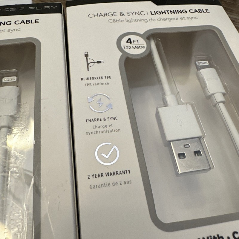 2-Pack Charge & Sync USB-Lightning Cable 4FT Apple iPhone iPad White NEW gallery