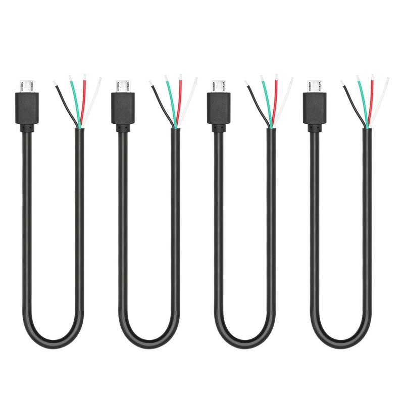 Short Micro USB Male to 4 Pin Bare Wire 11inch Micro USB Male Plug 5V/3A 4 Pi…