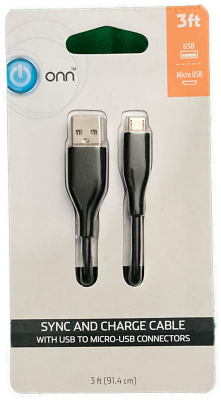 Sync and Charge Cable with USB to Micro-USB Connectors – Black Color