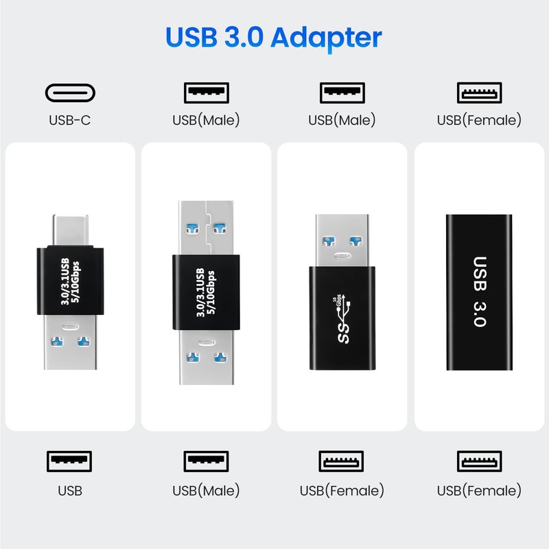 USB to USB C Adapter (4-Pack), Charging, High-Speed Data Transfer and OTG Con... gallery