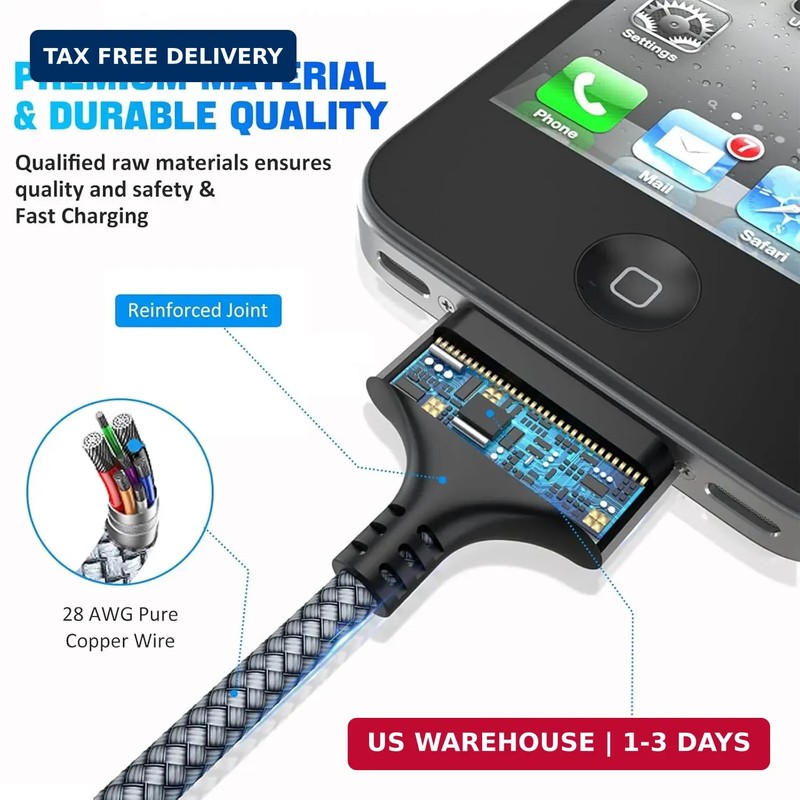 30 Pin to USB C Adapter Ipod Charger Nylon Braided Fast Charging Data Cord Next. gallery